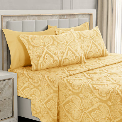 6/4 Piece Paisley Bed Sheet Set – Soft Brushed 100% polyester Wrinkle Free Sheets, Deep Pocket Fitted Sheet, Luxurious Printed Bed Sheets, All-Season Comfort