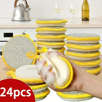 Kitchen Cleaning Sponges 24 Pack Double-Sided Anti-Scratch Reusable Washable Multi-Purpose Scrub Sponge for Dishes Pots Pans Home Restaurant Cafe Non-Scratch Bulk Value Set
