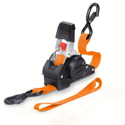 Retractable Ratchet Straps with Extension Strap – Heavy Duty Auto Self-Retracting Tie Down Cargo Straps for Truck Trailer Motorcycle Moving & Appliances