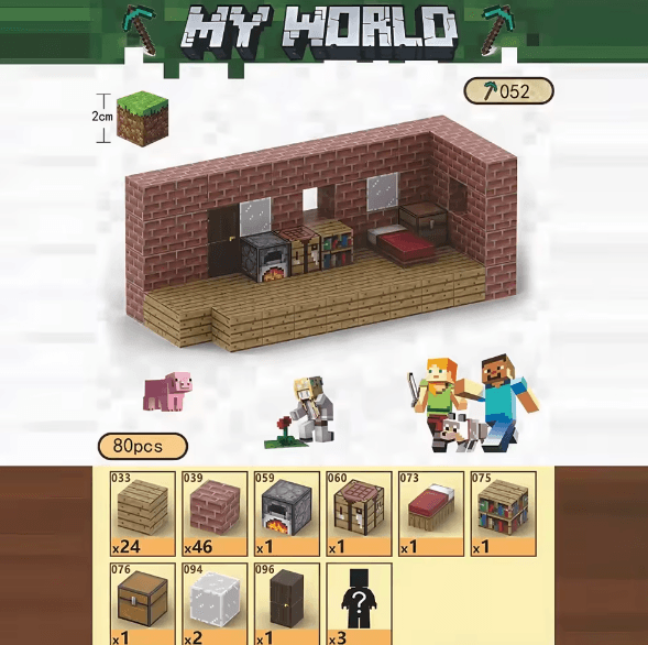 80PC Minecraft Brick House Set | Cozy Survival Base