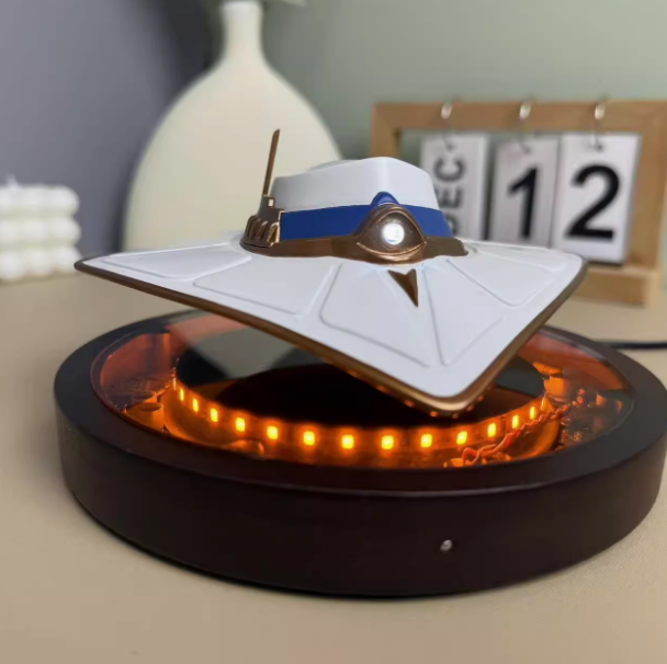 Cypher Magnetic Levitating Hat – Valorant Desk Light Display | Floating Hat Collectible for Valorant Fans | Cypher-Inspired Gamer Room Decor