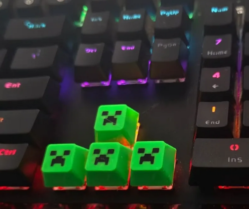 4pcs Minecraft Creeper Keycaps – Pixel Gaming Keycap Set for Mechanical Keyboards & Collectors