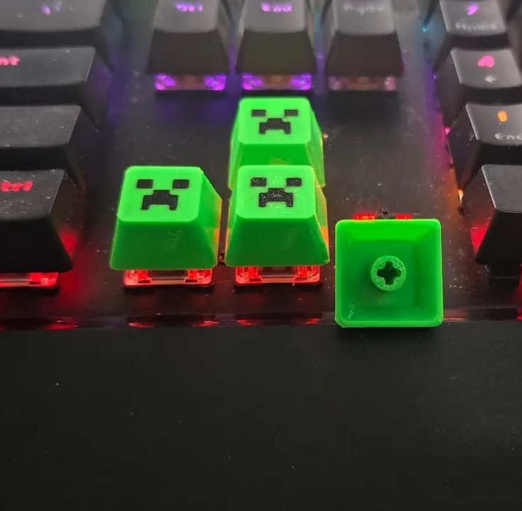 4pcs Minecraft Creeper Keycaps – Pixel Gaming Keycap Set for Mechanical Keyboards & Collectors