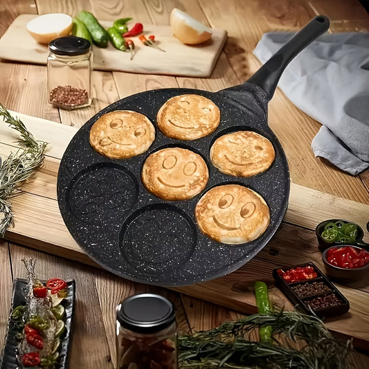 7-hole Non Stick Pancake Baking Tray - joyful Face Design, Adding Fun to Food, Suitable for Frying Eggs And Bacon, Providing A Comfortable Morning Cooking Experience for Families And Friends - Easy to Clean, 2025 Christmas New Kitchen Cooking Tool