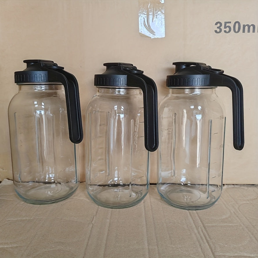 2/3 pcs 64oz Mason Jars with Lid, Glass Pitcher Double Leak Proof with Pour Spout Handle, 2 Quart Wide Mouth Breast Milk Pitcher for Fridge, Creamer Container for Coffee, Sun Tea