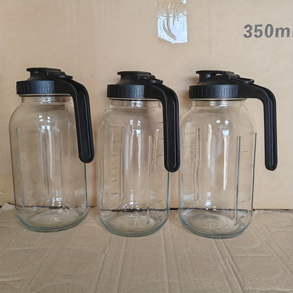 2/3 pcs 64oz Mason Jars with Lid, Glass Pitcher Double Leak Proof with Pour Spout Handle, 2 Quart Wide Mouth Breast Milk Pitcher for Fridge, Creamer Container for Coffee, Sun Tea