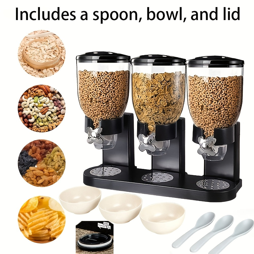Dry Food And Candy Dispenser Each Capacity Spoon, Bowl, Lid Countertop Snack Organizer Containers Effortless And Organized Storage for Pantry Kitchen Organization Oatmeal Nut Granola Candy All Kinds of Treats Or Dog Food, 17.5 Oz