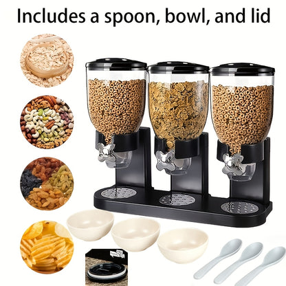 Dry Food And Candy Dispenser Each Capacity Spoon, Bowl, Lid Countertop Snack Organizer Containers Effortless And Organized Storage for Pantry Kitchen Organization Oatmeal Nut Granola Candy All Kinds of Treats Or Dog Food, 17.5 Oz