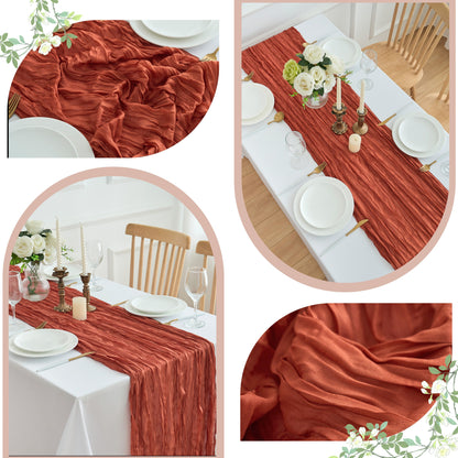10 Pack Table Runner, Cheesecloth Table Runner, 10ft Table Runner, for Wedding Reception, Boho Rustic Wedding, Party, Bridal Shower Decor, Home Decor Valentine's Day