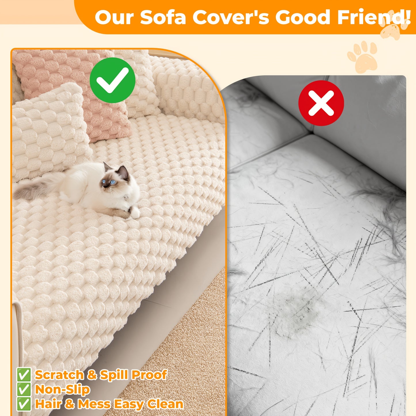 35.5x83inch Sofa Pads (2/3/4-Seat) Anti-Scratch - Non-Slip, Cozy & Durable - Perfect for Couches, Sectionals, Recliners Pet-Friendly- Beige, Light Brown, Light Grey (Machine Washable) Multiple Sizes Available 35.5x63inch 35.5x71inch