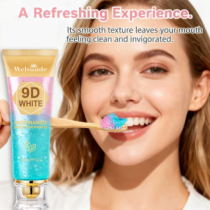 [Ideal Oral Hygiene Gift] 9D Niacinamide Toothpaste, -Removing, Refreshing Breath & Deep Cleansing, Protect Tooth Enamel, European Formula with Minty Fresh Breath, Gentle on Gums, Travel-Size, Ideal Oral Hygiene Gift for Women & Men, Suitable for Everyday