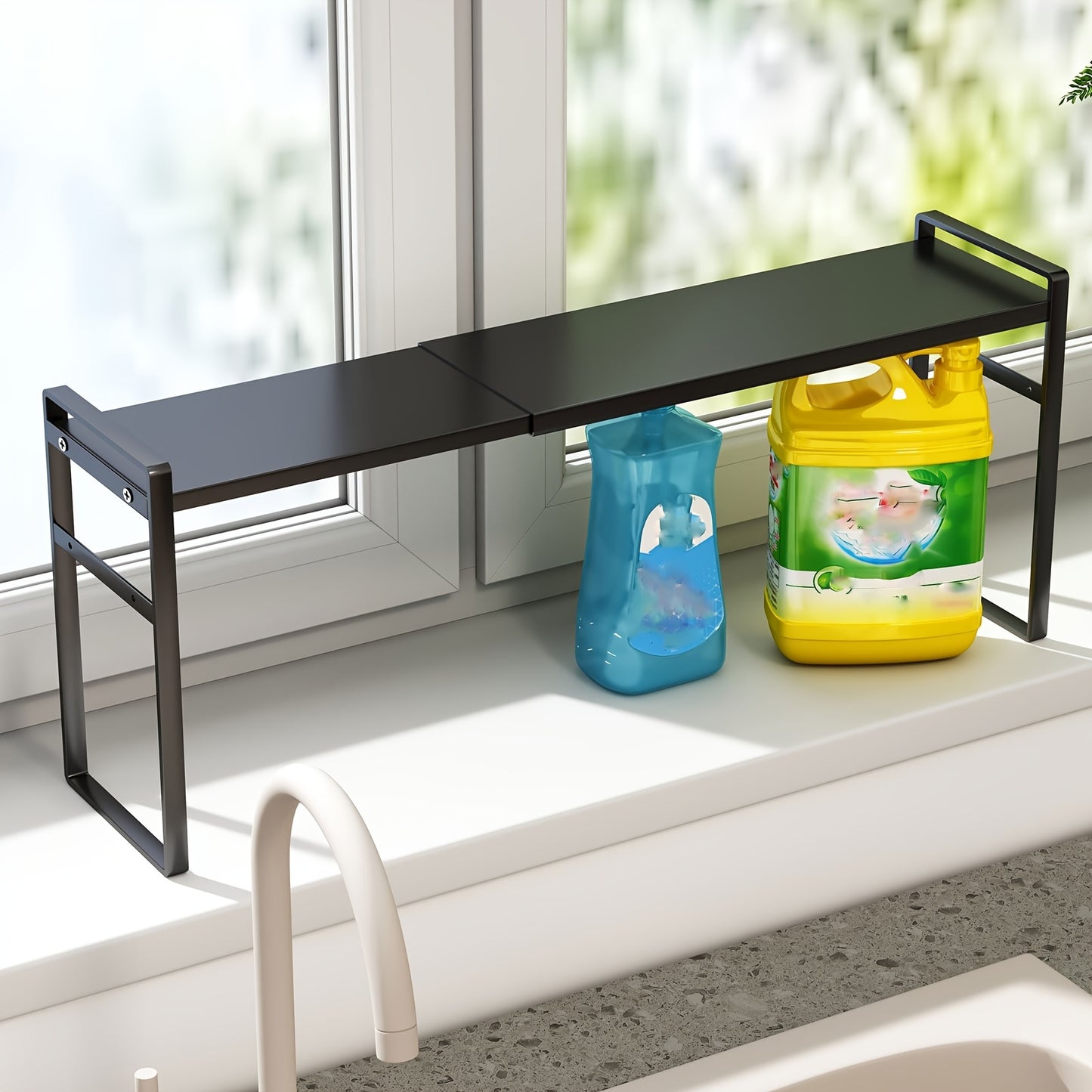 1pc Small Narrow Tall Shelf for Kitchen Windowsill Organizer Stackable Shelves Bathroom Sill Thin Shelves for Narrow Spaces Counter Top Racks Scalable Window Plant Rack, Standing Shelf, Standing Shelf