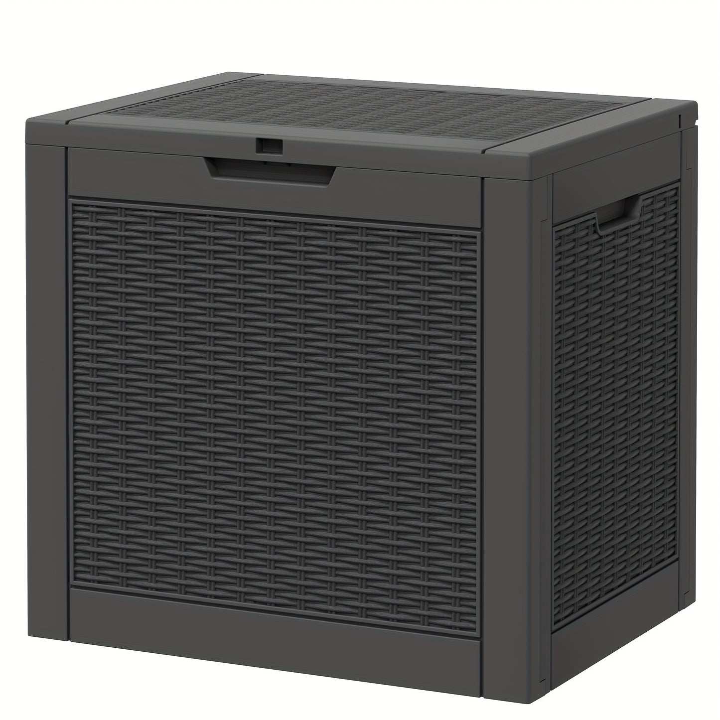 Outdoor Deck Box 35 Gallon Waterproof Resin Storage Box with Side Handles for Patio Garden Backyard Tool Organization Greenhouse Yard Furniture Cushion Storage