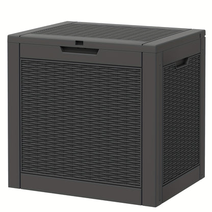 Outdoor Deck Box 35 Gallon Waterproof Resin Storage Box with Side Handles for Patio Garden Backyard Tool Organization Greenhouse Yard Furniture Cushion Storage