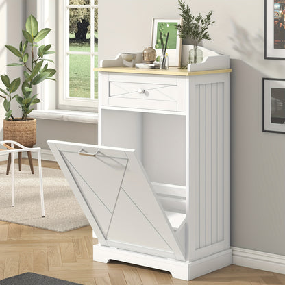 Tilt Out Trash Can Cabinet 12 Gallon, Hidden Trash Cabinet with Drawers, Kitchen Island Kitchen Pantry with Trash Can Storage, Tilt Out Laundry Hamper Cabinet