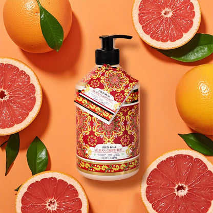 Liquid Hand Soap with Creative Floral Press-Type Bottle, Ethically Made, 21.3fl.oz, Lemon Verbena, Blue Jasmine, Sicilan Grapefruit, Italan Olive, Fresh Lavender, Coconut Shea Scent