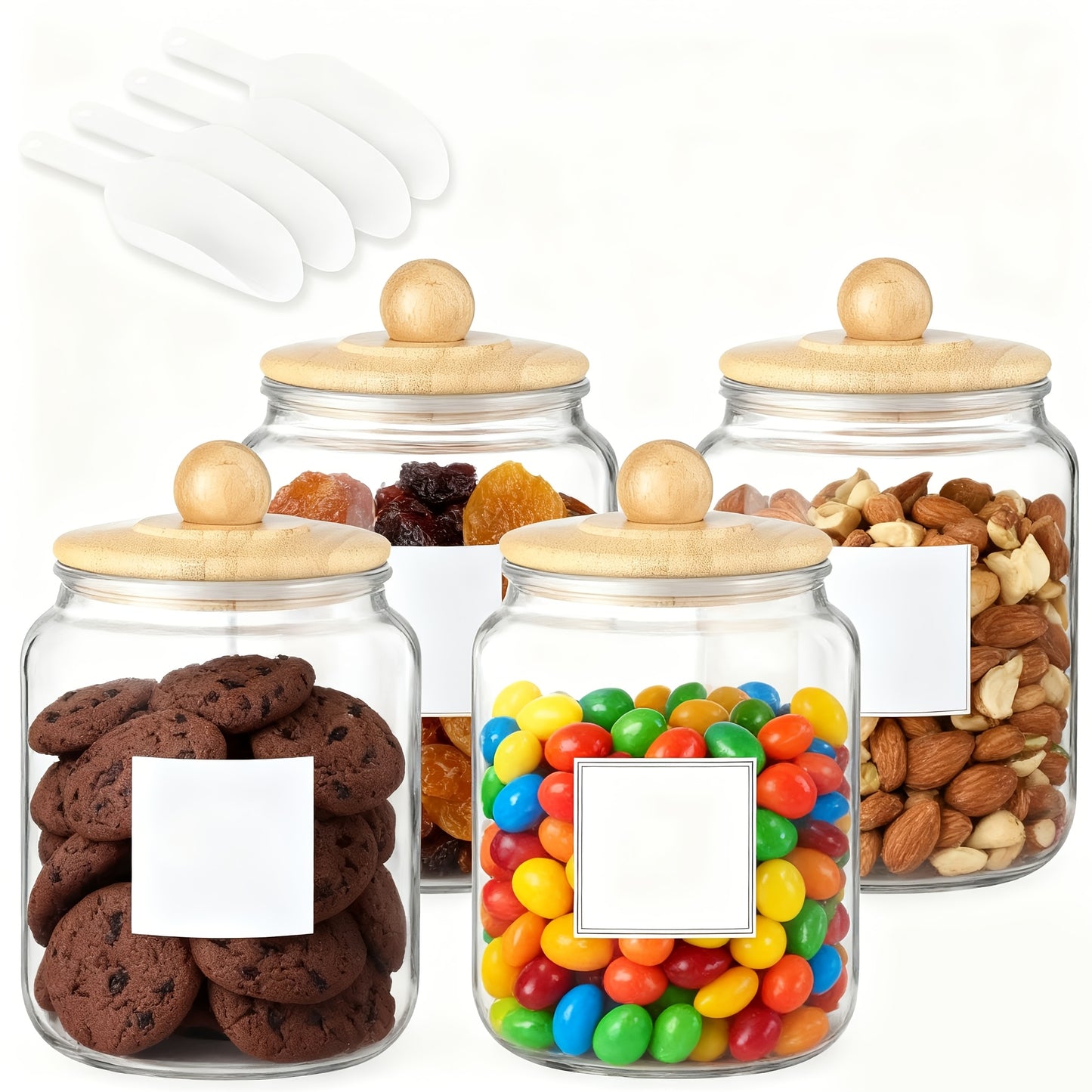 Half Gallon Large Glass Jars with Lids, Airtight Storage Clear Containers for Kitchen, Laundry Room And Pantry Food Organization, Set Of 4