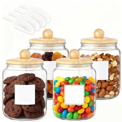 Half Gallon Large Glass Jars with Lids, Airtight Storage Clear Containers for Kitchen, Laundry Room And Pantry Food Organization, Set Of 4