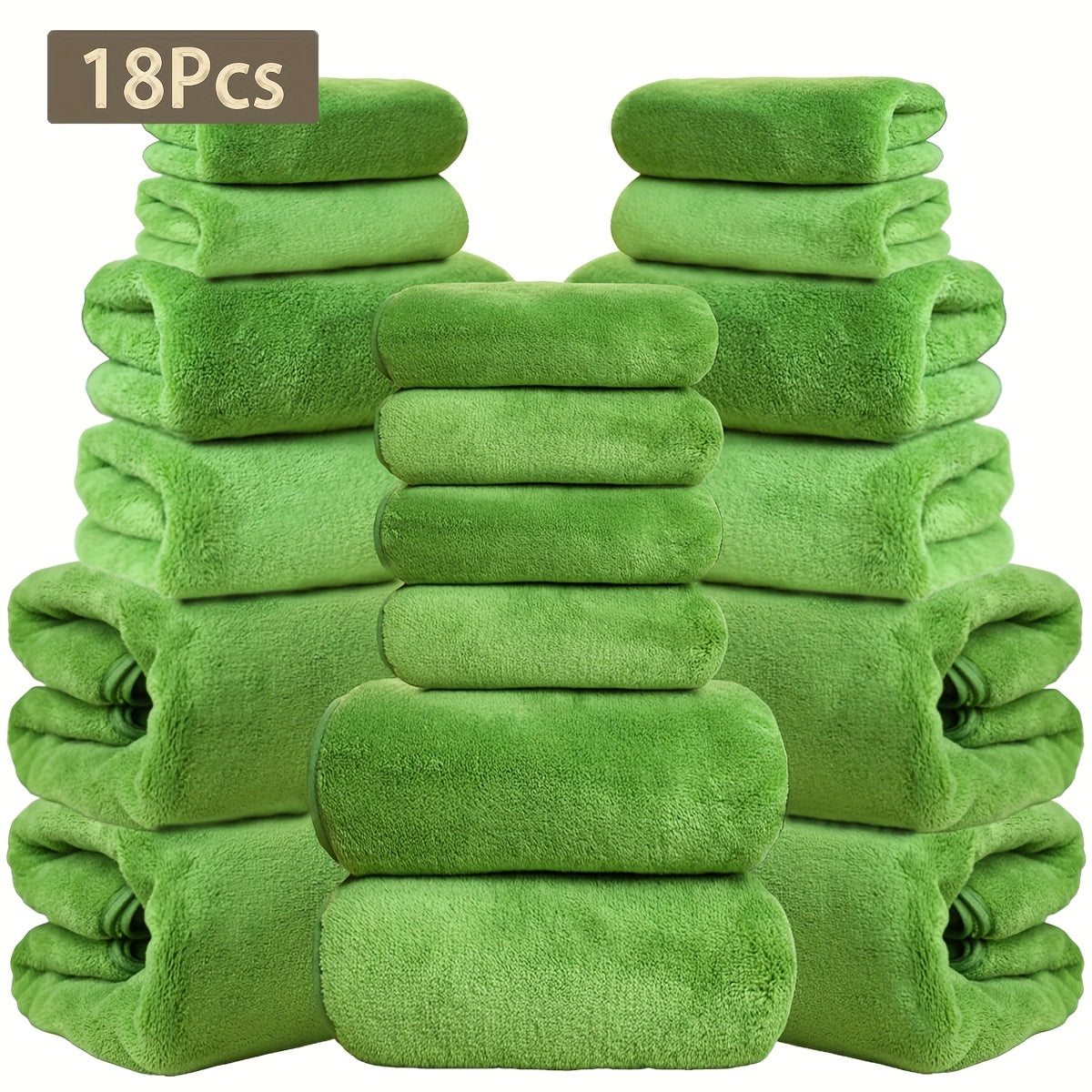 18pcs Coral Velvet Towel Bath Towel Set, 4 Bath Towels, 4 Towels, 10 Square Towels, Suitable for Hotel, Home, Travel, Spa
