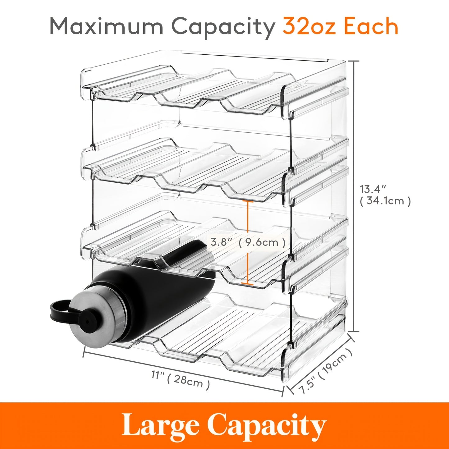 Stackable Water Bottle Organizer, for Cabinet, Kitchen Pantry Organization And Storage, Tumbler Travel Mug Cup Holder, Plastic Fridge Wine Racks, Hold 5/6/11 Bottles for Business for Business