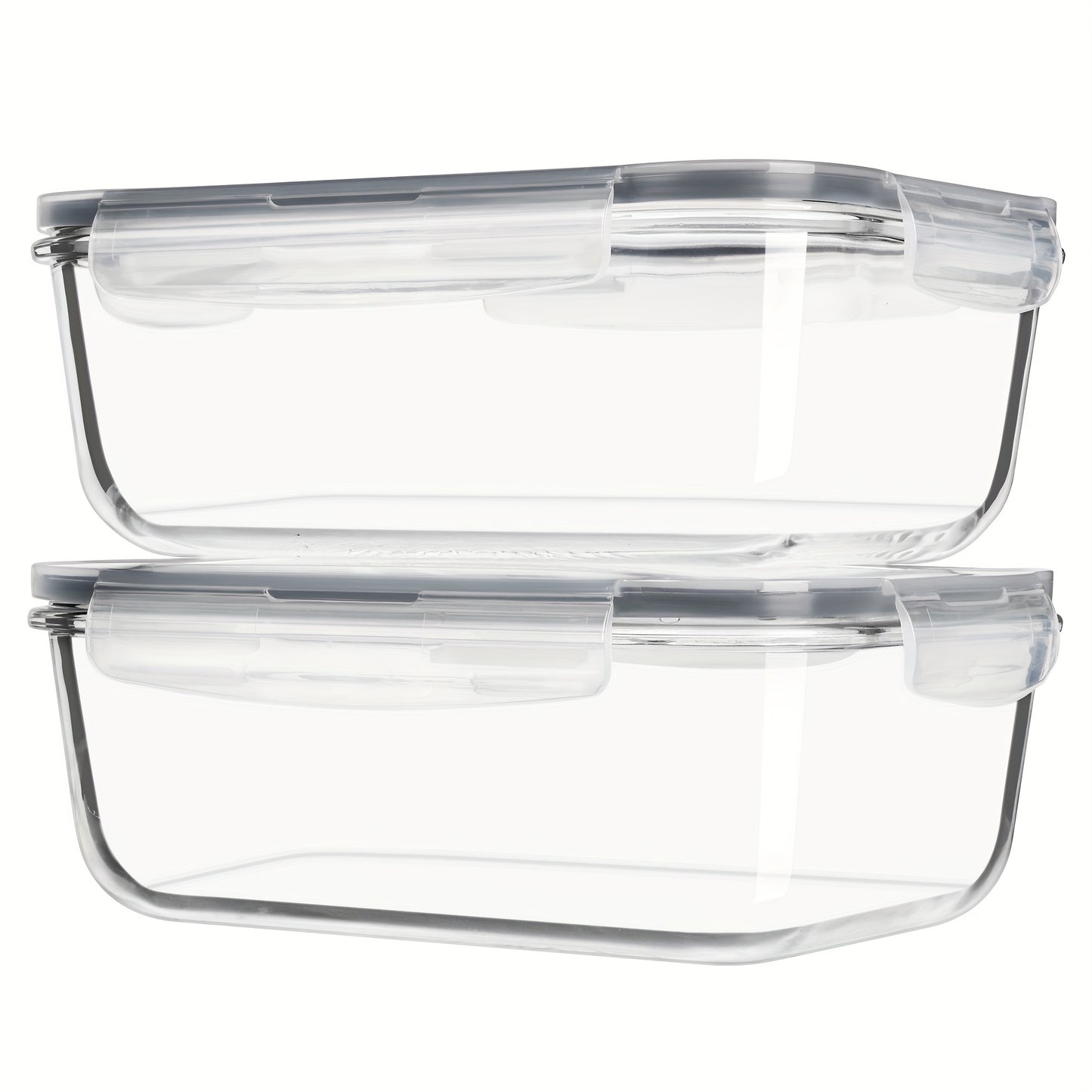 Large Glass Food Storage Containers with Lids 2 Pack – 63oz Borosilicate Glass Meal Prep Containers, Airtight Snap Lids, Oven Microwave Freezer Dishwasher Safe, Leak-Proof Baking Dish Set