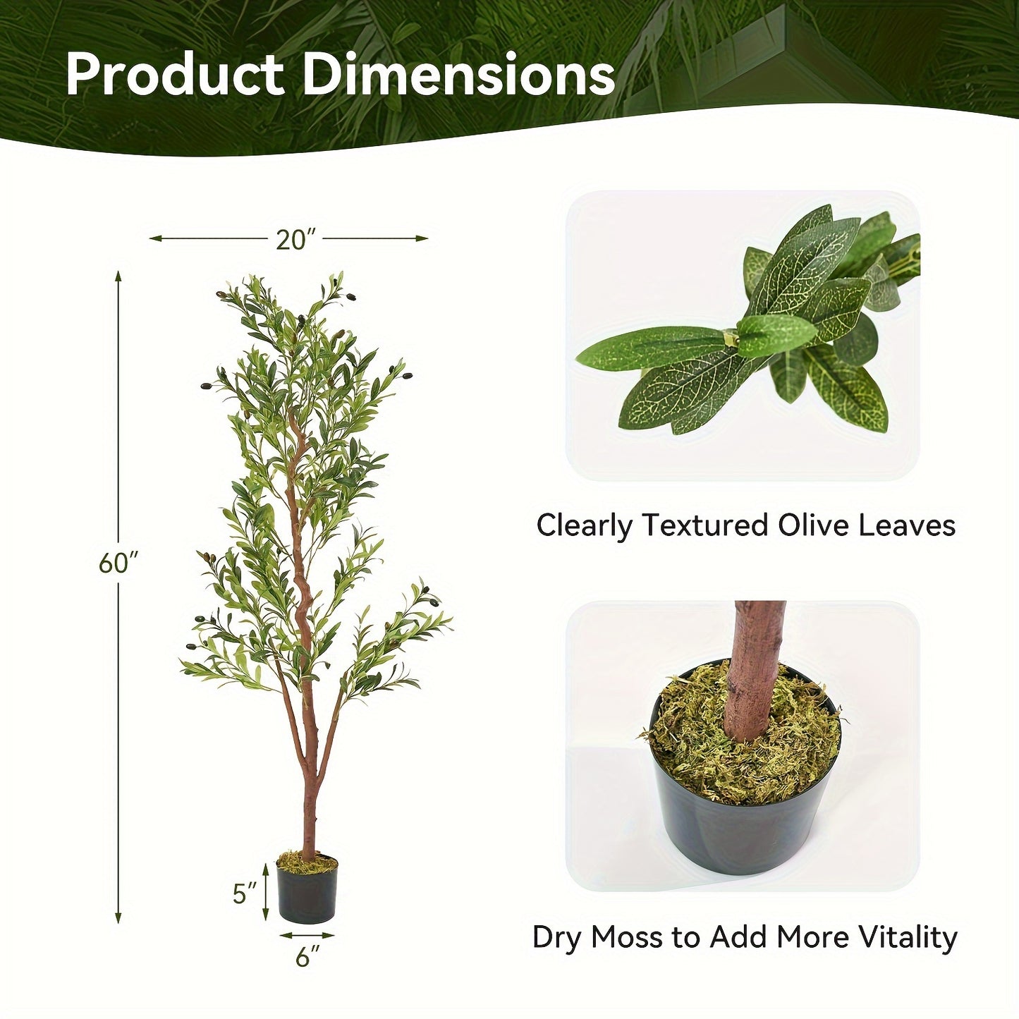 Realistic Artificial Olive Tree with Container | Large Multi-Trunk Design | Indoor & Outdoor Decor | Includes Leaves and Fruits