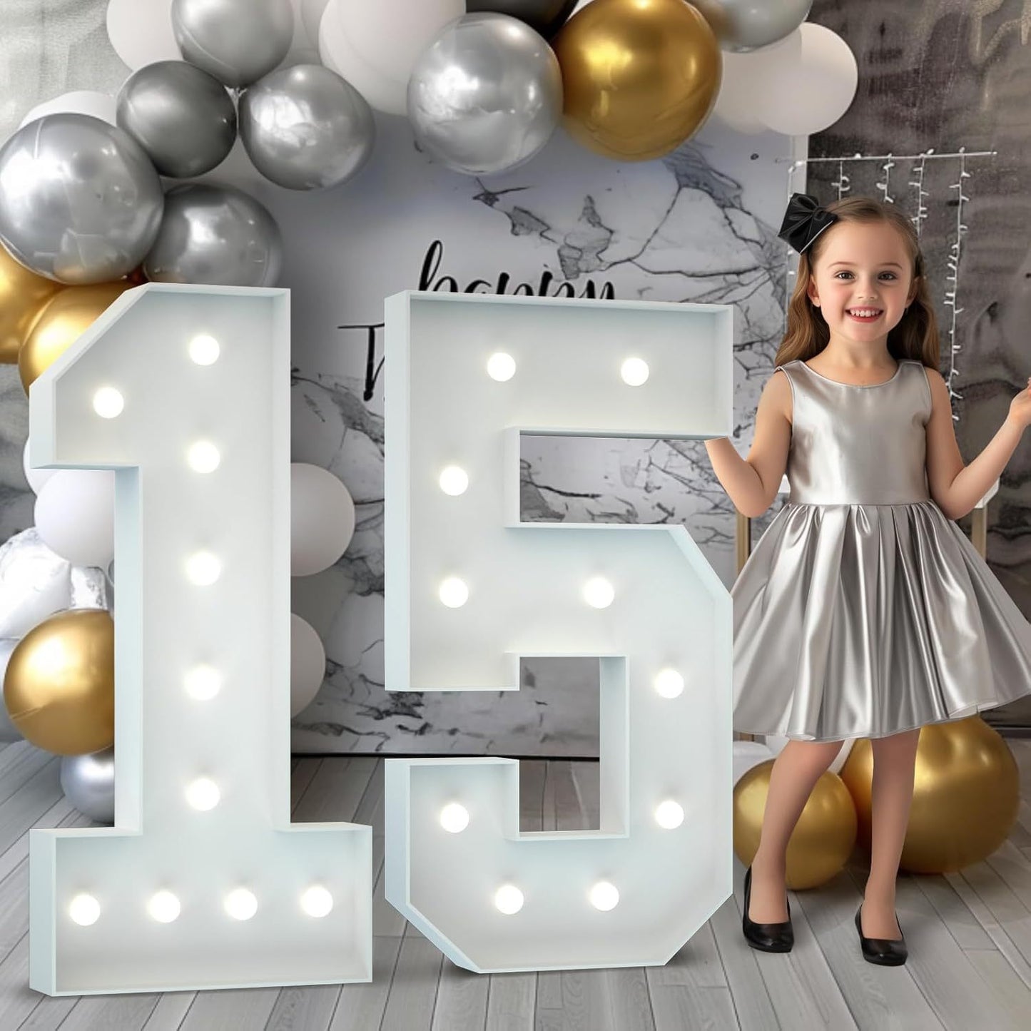 3/4ft LED Up Numbers Pre-Cut Frame Giant Marquee Numbers Mosaic Numbers for Balloons For party, birthday Decoration