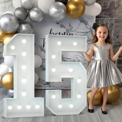 3/4ft LED Up Numbers Pre-Cut Frame Giant Marquee Numbers Mosaic Numbers for Balloons For party, birthday Decoration
