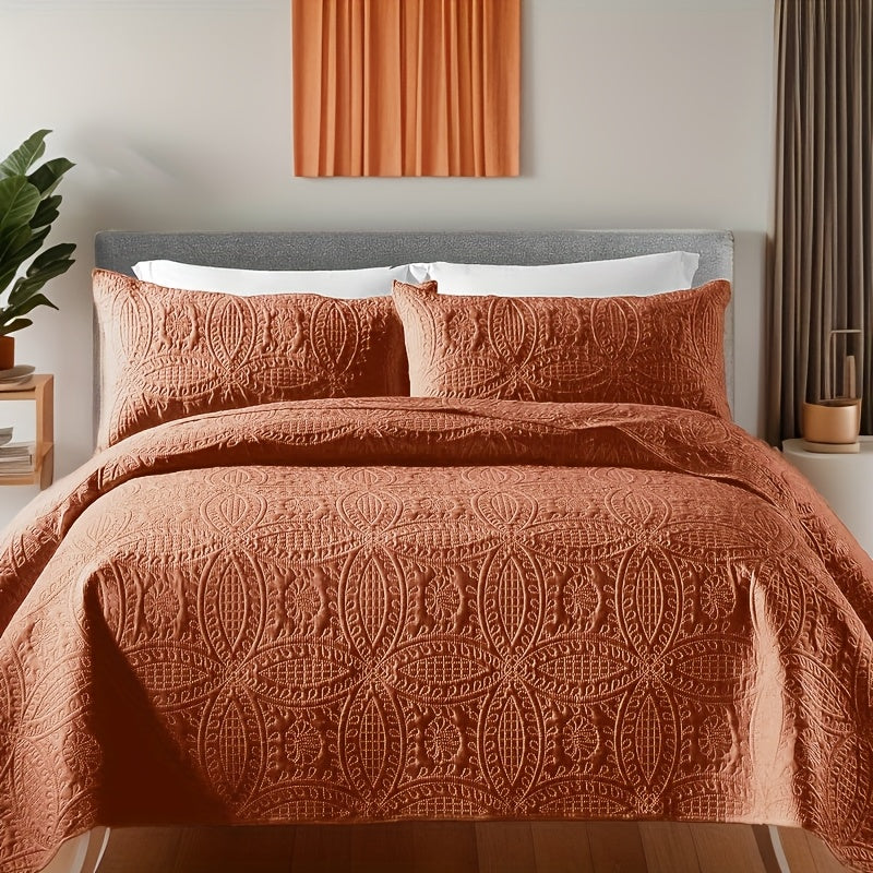 3pcs Bed Quilt Set, Bedding Set Soft Comfortable for Bedroom, Guest Room (1*Bed Quilt + 2*Pillowcases, Without Core)