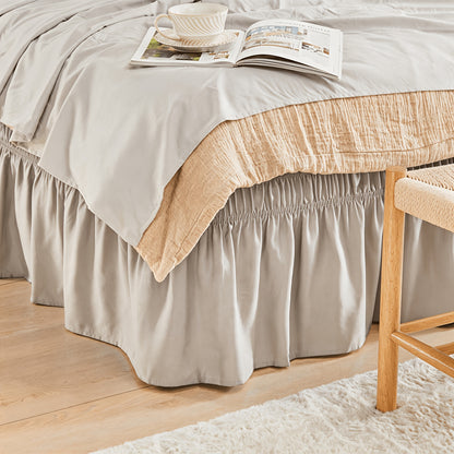 NICELEAF Elastic Bed Ruffle, Easy Wrap Around Ruffle, Microfiber Bed Skirt With Adjustable Elastic Belt 15 Inch Tailored Drop, Hotel Quality Bedskirt, Fade Resistant, Easy Fit, Machine Washable