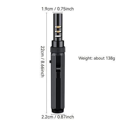 Windproof Jet Flame Torch Lighter with Safety Lock & Switch Lock, Large Adjustable Flame, Outdoor Torch for Campfire BBQ Baking Camping, Gas Not Included, Black Silver Blue