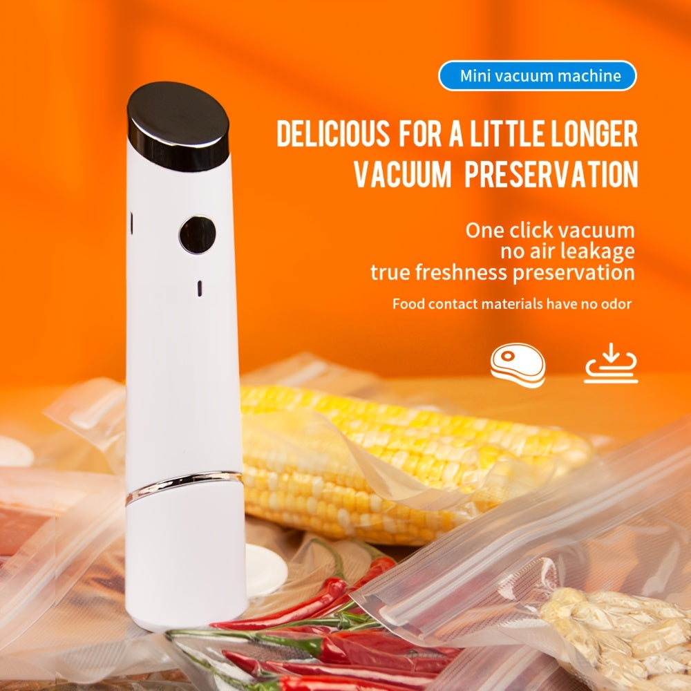 Compact Vacuum Sealer for Food (Vacuum Sealer Machine + 10 Reusable Vacuum Bags) Powerful Handheld Vacuum Sealer Machine, Seal Meal Saver, Portable Food Sealer