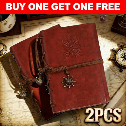 [Christmas Halloween Birthday] Buy 1 Get 1 Free, 2pcs Retro Spiral Notebook Diary Notepad, Vintage Pirate Anchors Note Book, Replaceable Stationery Traveler Journal Gift, Present For Hollween/ Christmas/ Birthday/ Graduation/ Father's Day/ Mother's Day/ N