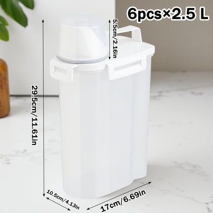 Airtight Food Containers, 2/4/6pcs Plastic Food Storage Containers with Lids - Extra Large Capacity Grain Storage Box - Measuring, Cup, Moisture And Leakproof Sealable Container - for Nuts, Flour, Rice, Portable Kitchen Organizer, Christmas Gift