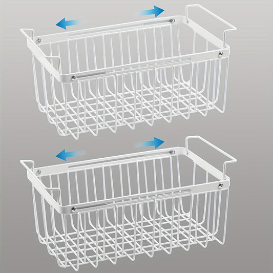 Freezer Organizer Bins, Expandable Chest Freezer Baskets with Hanging Handles – Adjustable Wire Basket 15.6" to 24.3", Heavy-Duty Iron Rust-Proof Deep Freezer Storage for Most Chest Freezers, 2 Pack