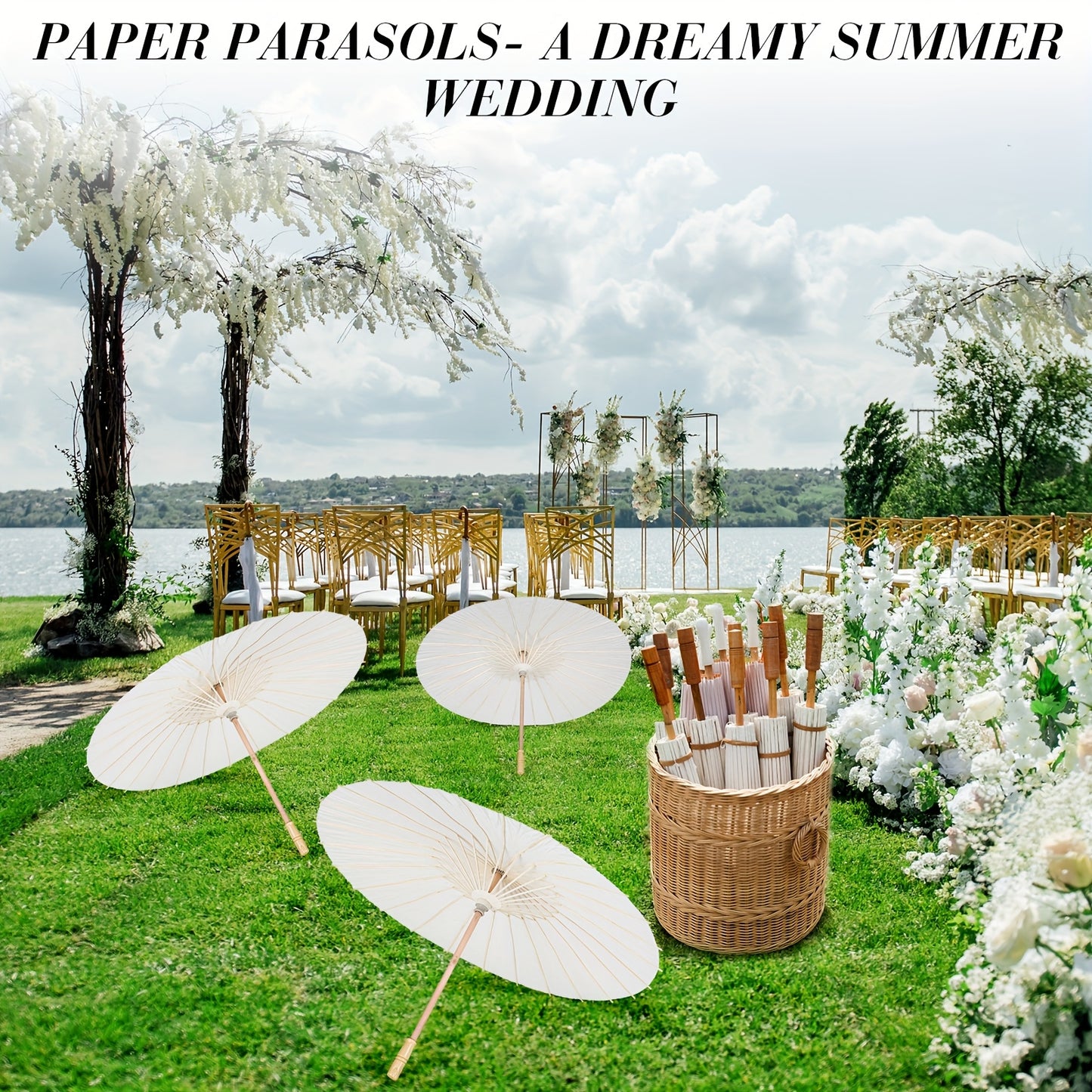 24pack 33-inch Decorative Paper Umbrellas - Photobooth Props for Party Events, Traditional Chinese and Japanese Style, with Wooden Handle and Radial Frame, for Wedding Bride Party Decorations, The Best Props for Photography