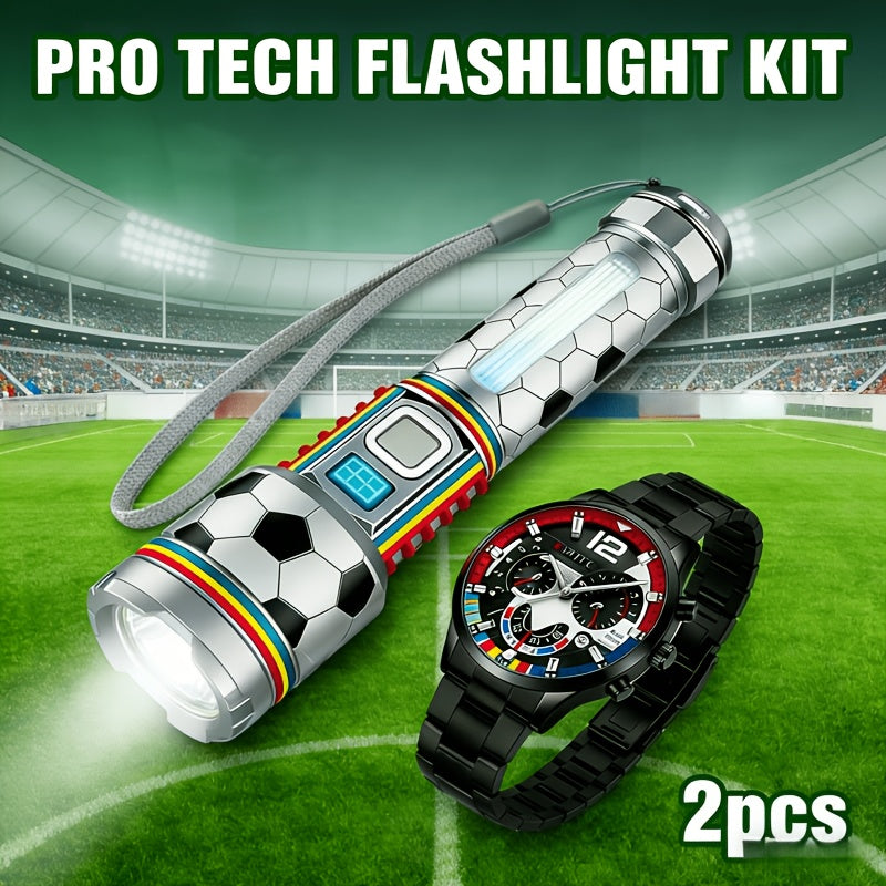 4/2 Super Bright Handheld Flashlight, LED Strong Illumination Work Lamp, Multi-functional Watch, Precise Timing Watch, Side-light Adjustable-focus Flashlight, Multiple Lighting Modes, Long-distance Far-reaching, No Box