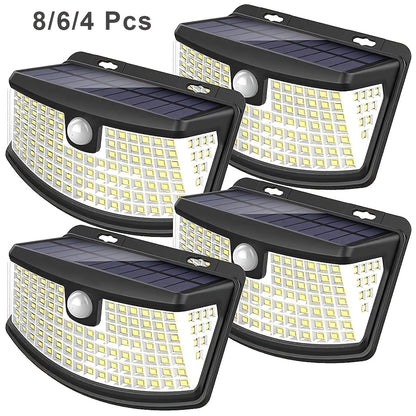 8/6/4 Packs Solar Motion Sensor Lights 120 LEDs With Reflector, 270° Wide Angle, IP65 Waterproof, Ideal For Outdoor Stairs, Yard, Pathway, Fence, Front Door, Garage, Deck, 18 Hours Continuous Lighting For Commercial Spaces (Malls, Hotels, Libraries)