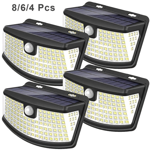 8/6/4 Packs Solar Motion Sensor Lights 120 LEDs With Reflector, 270° Wide Angle, IP65 Waterproof, Ideal For Outdoor Stairs, Yard, Pathway, Fence, Front Door, Garage, Deck, 18 Hours Continuous Lighting For Commercial Spaces (Malls, Hotels, Libraries)