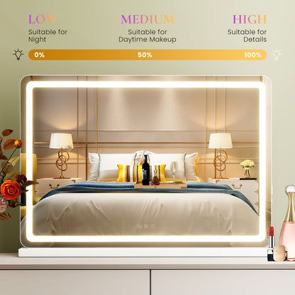 LED Vanity Mirror with Lights – Dimmable 3 Color Modes, Memory Function, USB Port & Aluminum Frame for Bathroom, Bedroom & Desk Makeup Mirror, 13x17 / 22x19 / 32x22 in