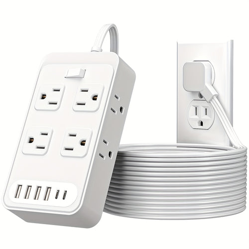 Outlet Extender Power Strip with Surge Protector, with 3 Inch Short Extension Cord, 8 Widely Distributed AC Outlets, 6 USB Charging Ports (4 USB A And 2 USB C), Desk Charging Station, Compact Outlet Extender for Home Dorm Office Travel Essentials