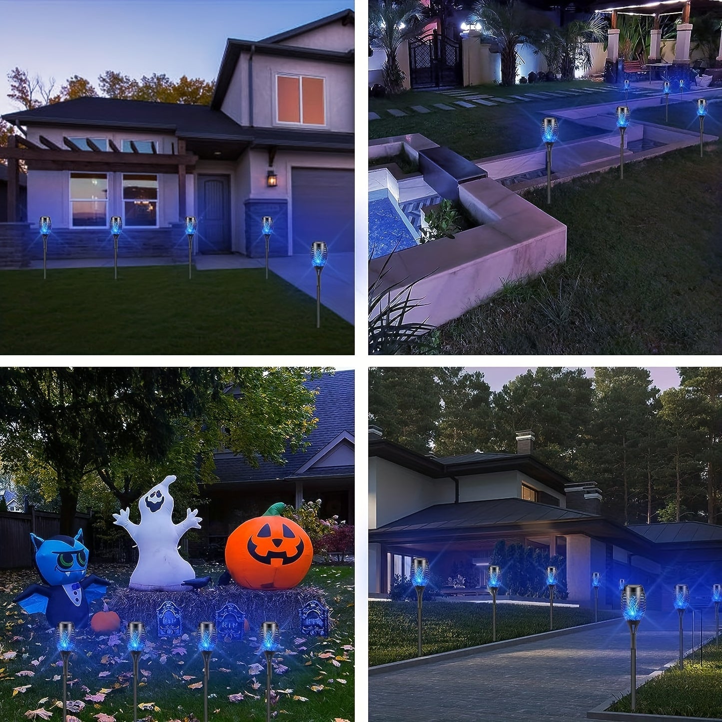 6/8pcs Solar Lights, Flashing Flame, Automatic On/Off Solar Lights for Garden, Yard, Decoration IP54