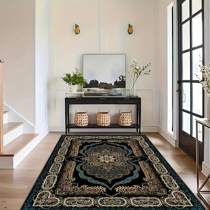 Large Bohemian Floral Velvet Mat with Non-Slip Backing & Shedding-Resistant - Machine-Washable Modern Mat for Living Room, Bedroom, Kitchen, Office - 100% Polyester Durable Floor Mat, Rugs for Living Room, Decorative Pattern, Machinewashable Fabric, Bedro