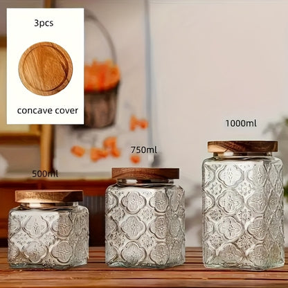 Organize Your Kitchen Essentials with This Versatile 3pcs Set Of Mason Jars And Air-tight Glass Storage Containers with Lids (16.91oz-25.36oz-33.81oz), Perfect for Pantry Storage Of Sugar, Flour, Grains, Coffee, Spices, Cereal, Cookies, And Dry Snacks.