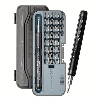 48 in 1 Cordless Electric Screwdriver Set, with 38 Magnetic Precision Bits, USB Rechargeable Lithium Battery, Precision Repair Tool Set for Phones, Laptops, Cameras, Watches, Computers