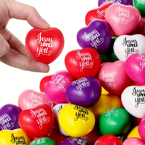60pcs Loves You Balls Bulk 1.57 Inch First Communion Baptism Ball for Religious Party Gifts for Christmas, Newyear, Valentine, Party Events