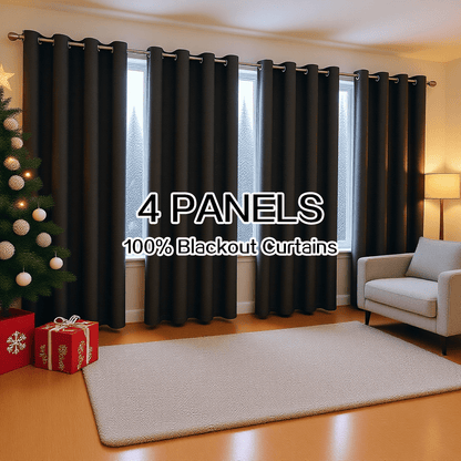 4 Panels 100% Blackout Curtains Heat Insulation Noise Reduction Privacy Protection Thermal Insulated Curtains Soundproof Curtains Light Blocking Curtains Red Curtains Christmas Decorations Partition Curtains Suitable for Living Rooms Bedrooms Balcon