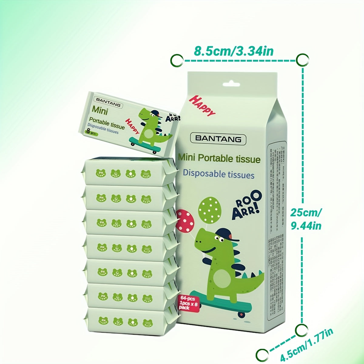 Mini Wet Wipes 64 Count 8 Packs Heavy Duty Quick-Drying Cleaning Cloths Cute Animal Design for Travel Outdoor Kitchen Bathroom Picnic Dish Towel Stove Cleaning Panda Crocodile Elephant Kitten