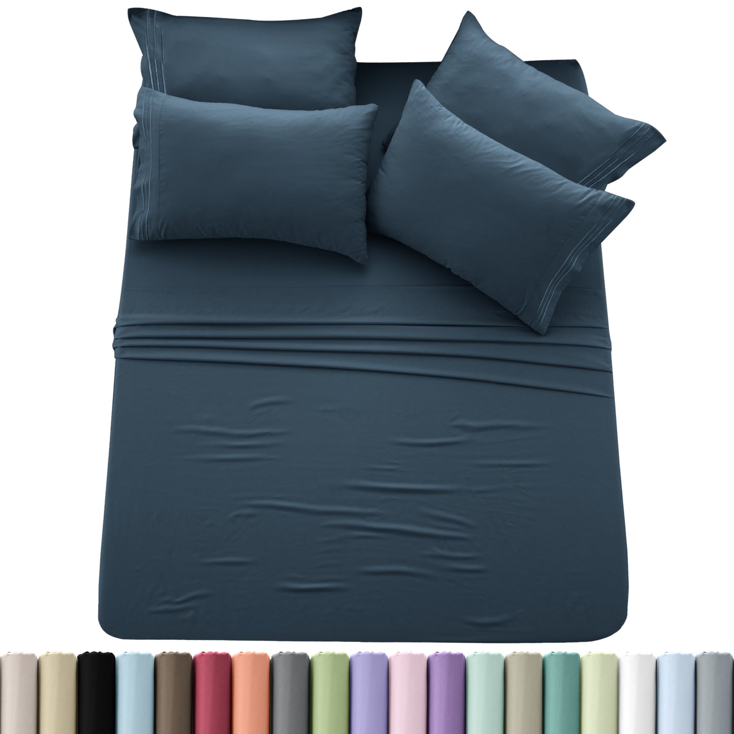 Hannah Bedding 6-PieceSheet Set – Soft Brushed 100% polyester, 20 Vibrant Colors, 6 Different Sizes – Stylish, Comfortable & Fade-Resistant