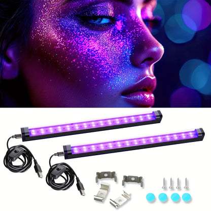 Black Light Bar 10W 1ft LED Blacklight for Fluorescent Tapestry Poster Body Paint Glow Party UV Strip Lights for Cabinet And Display Magnetic 14/12/10/8/6/4/2 Pack